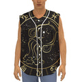 Gold And Black Aquarius Sign Print Sleeveless Baseball Jersey