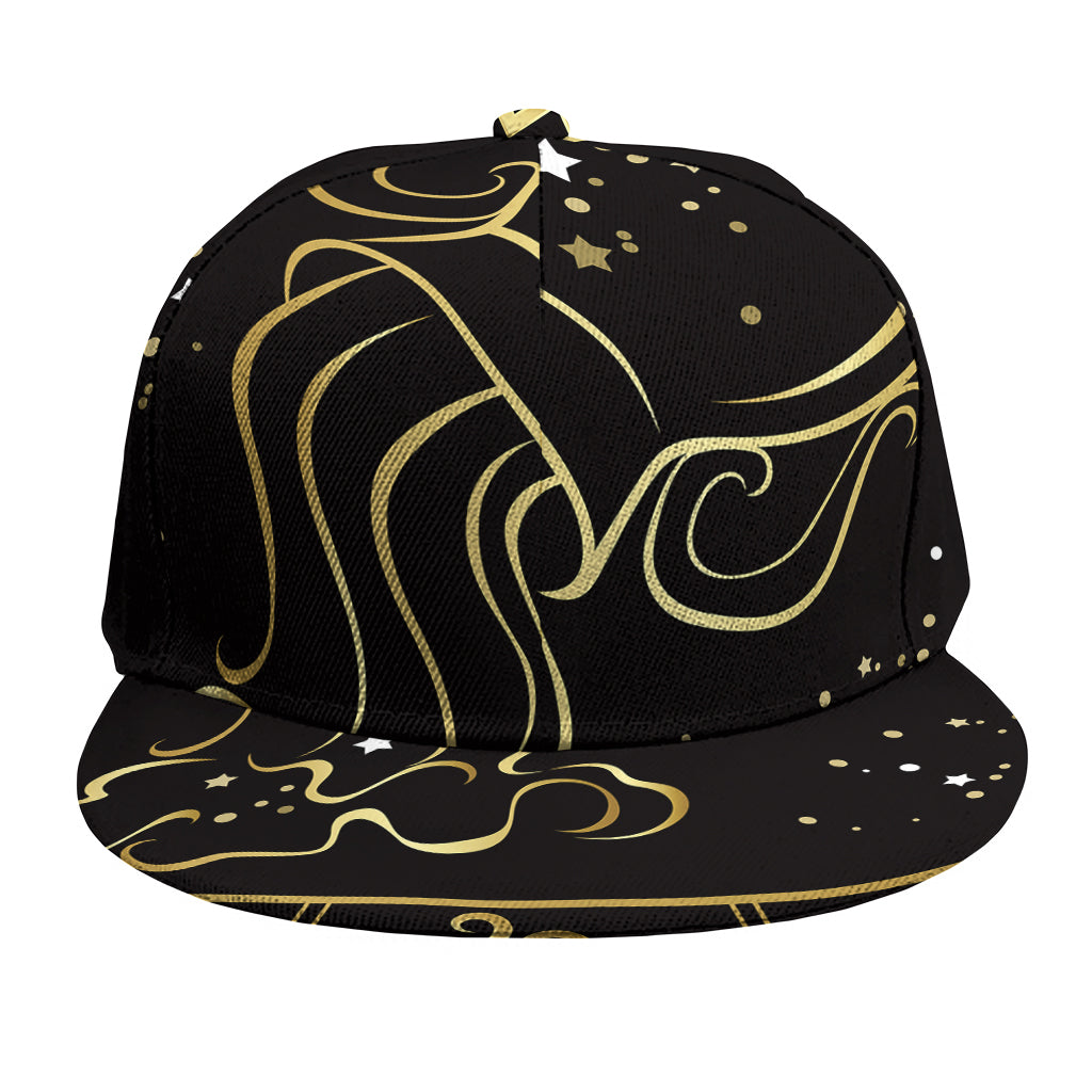 Gold And Black Aquarius Sign Print Snapback Cap