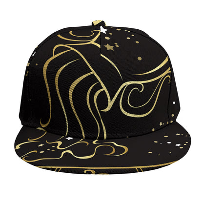 Gold And Black Aquarius Sign Print Snapback Cap