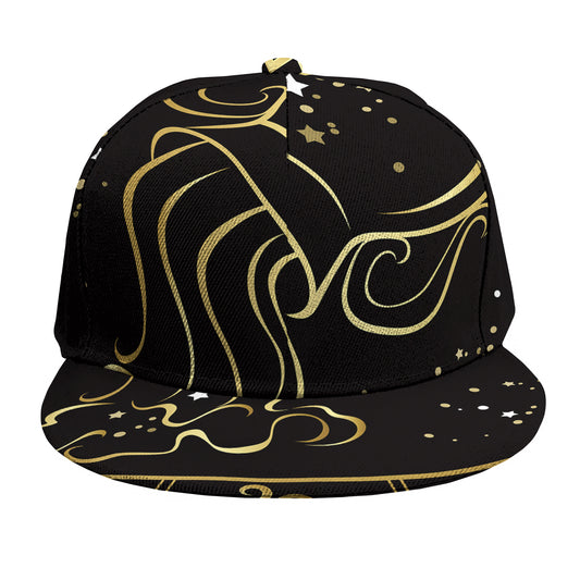 Gold And Black Aquarius Sign Print Snapback Cap