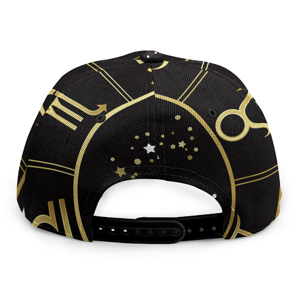 Gold And Black Aquarius Sign Print Snapback Cap