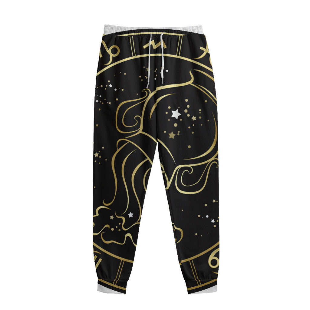 Gold And Black Aquarius Sign Print Sweatpants