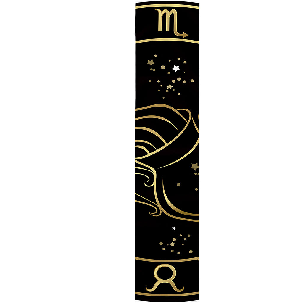 Gold And Black Aquarius Sign Print Table Runner