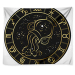 Gold And Black Aquarius Sign Print Tapestry