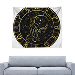 Gold And Black Aquarius Sign Print Tapestry