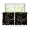 Gold And Black Aquarius Sign Print Tier Curtains