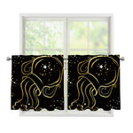 Gold And Black Aquarius Sign Print Tier Curtains