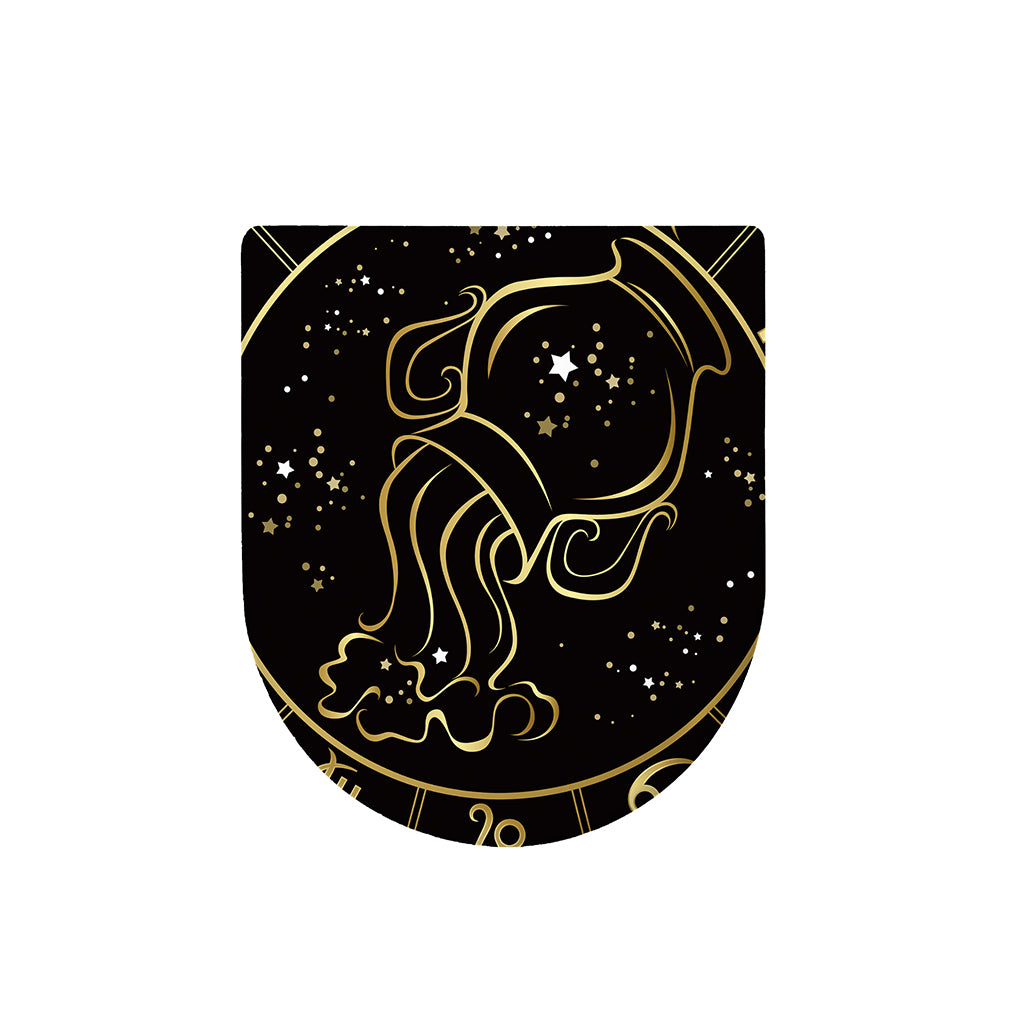 Gold And Black Aquarius Sign Print Toilet Lid Cover