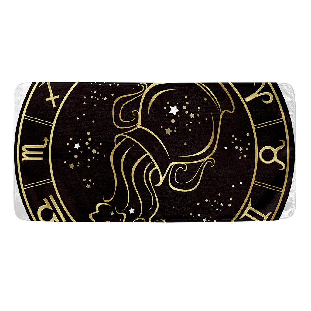 Gold And Black Aquarius Sign Print Towel