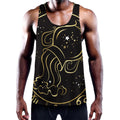Gold And Black Aquarius Sign Print Men's Workout Tank Top