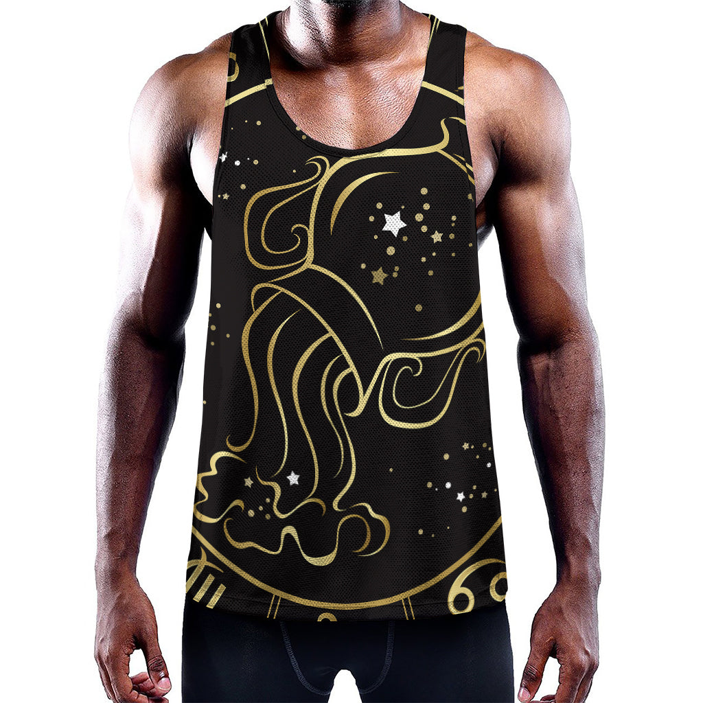 Gold And Black Aquarius Sign Print Training Tank Top
