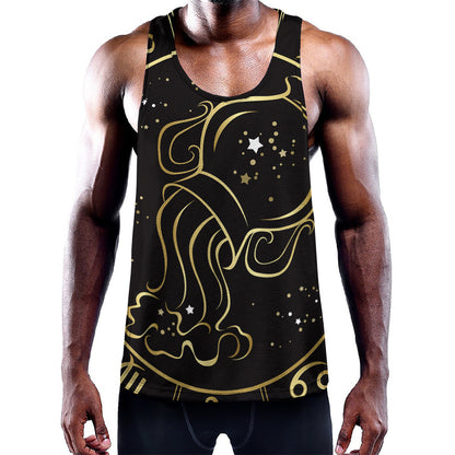 Gold And Black Aquarius Sign Print Training Tank Top