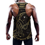 Gold And Black Aquarius Sign Print Training Tank Top