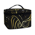 Gold And Black Aquarius Sign Print Travel Makeup Bag
