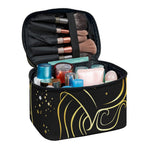 Gold And Black Aquarius Sign Print Travel Makeup Bag