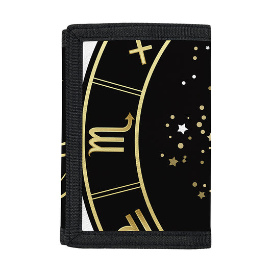 Gold And Black Aquarius Sign Print Trifold Wallet