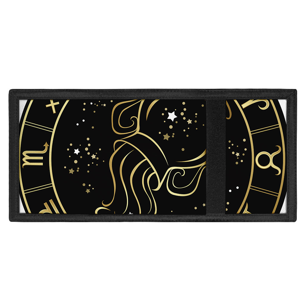 Gold And Black Aquarius Sign Print Trifold Wallet
