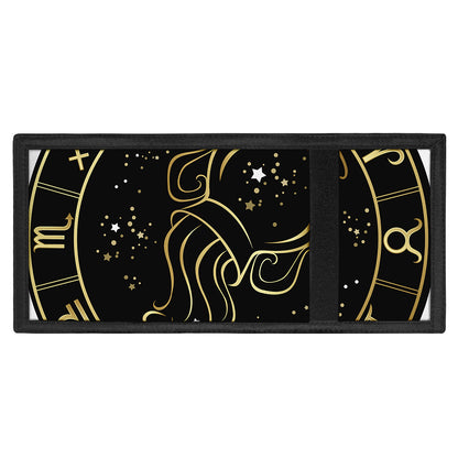 Gold And Black Aquarius Sign Print Trifold Wallet