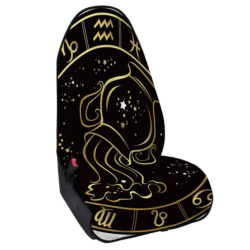 Gold And Black Aquarius Sign Print Waterproof Car Seat Cover