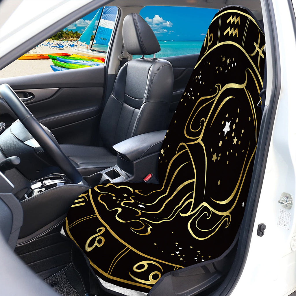 Gold And Black Aquarius Sign Print Waterproof Car Seat Cover
