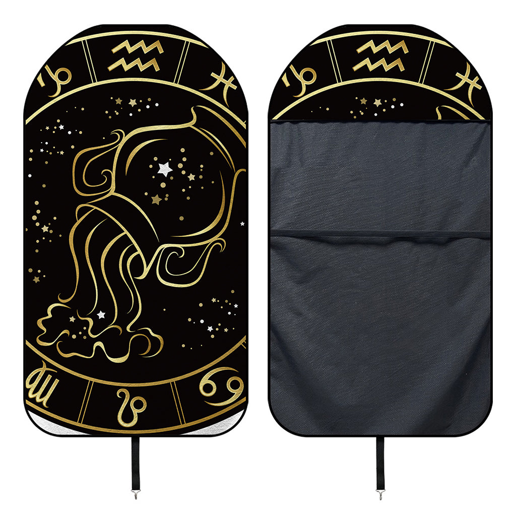 Gold And Black Aquarius Sign Print Waterproof Car Seat Cover