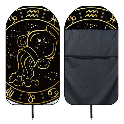 Gold And Black Aquarius Sign Print Waterproof Car Seat Cover