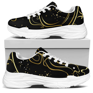 Gold And Black Aquarius Sign Print White Chunky Shoes