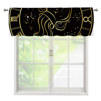 Gold And Black Aquarius Sign Print Window Valance