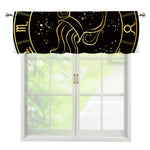 Gold And Black Aquarius Sign Print Window Valance
