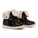 Gold And Black Aquarius Sign Print Winter Boots