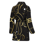 Gold And Black Aquarius Sign Print Women's Bathrobe