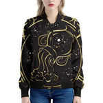 Gold And Black Aquarius Sign Print Women's Bomber Jacket