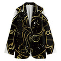 Gold And Black Aquarius Sign Print Women's Cotton Blazer