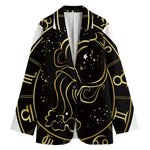 Gold And Black Aquarius Sign Print Women's Cotton Blazer
