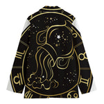 Gold And Black Aquarius Sign Print Women's Cotton Blazer
