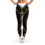 Gold And Black Aquarius Sign Print Women's Leggings