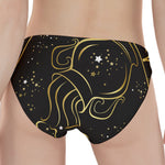 Gold And Black Aquarius Sign Print Women's Panties