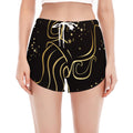 Gold And Black Aquarius Sign Print Women's Split Running Shorts