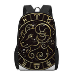 Gold And Black Aries Sign Print 17 Inch Backpack