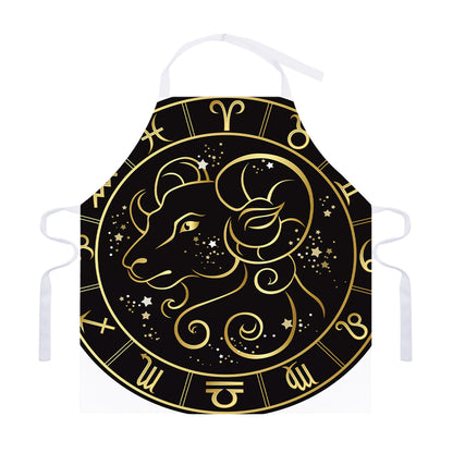 Gold And Black Aries Sign Print Adjustable Apron