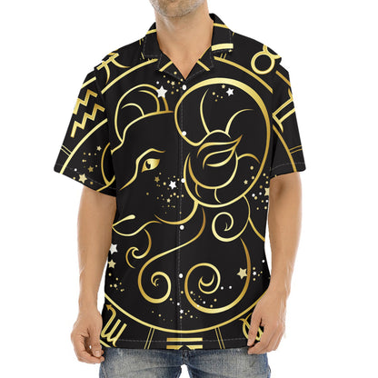 Gold And Black Aries Sign Print Aloha Shirt