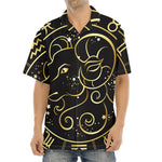 Gold And Black Aries Sign Print Aloha Shirt