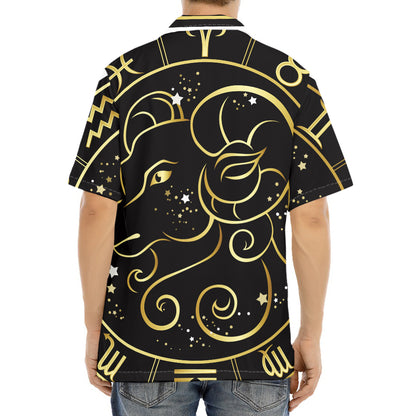 Gold And Black Aries Sign Print Aloha Shirt