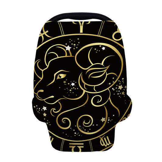 Gold And Black Aries Sign Print Baby Seat Cover
