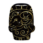 Gold And Black Aries Sign Print Baby Seat Cover