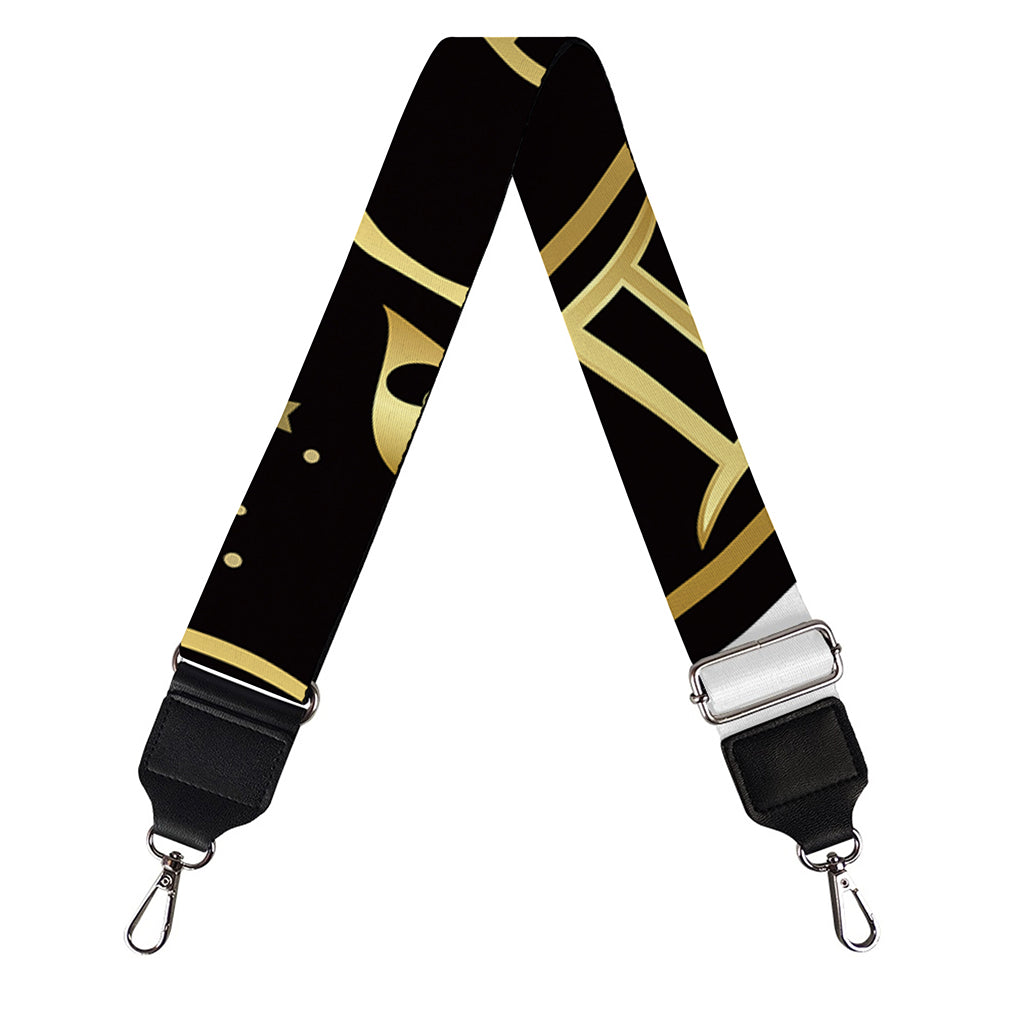 Gold And Black Aries Sign Print Bag Strap