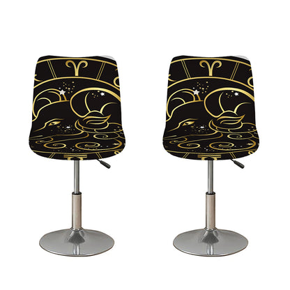 Gold And Black Aries Sign Print Bar Stool Covers