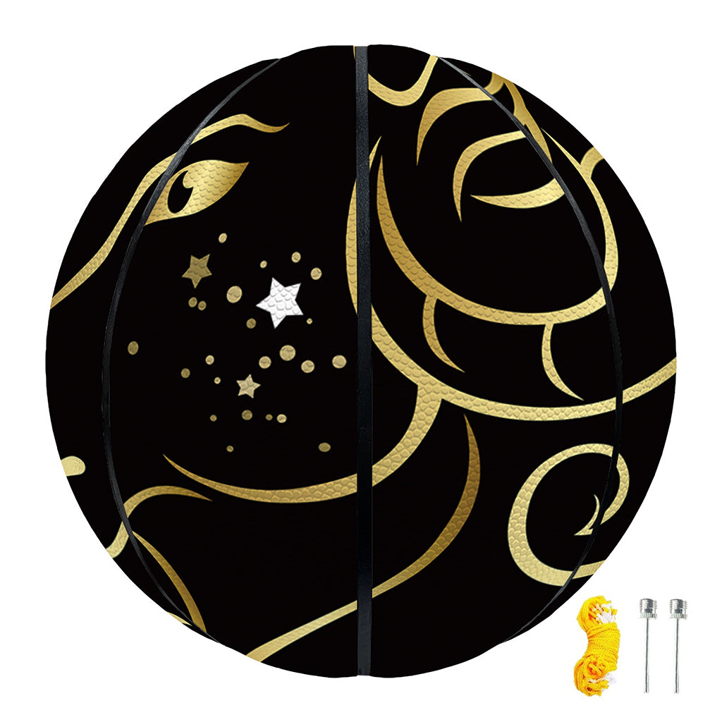 Gold And Black Aries Sign Print Basketball