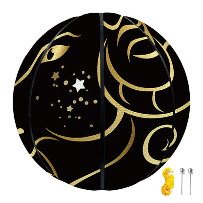 Gold And Black Aries Sign Print Basketball