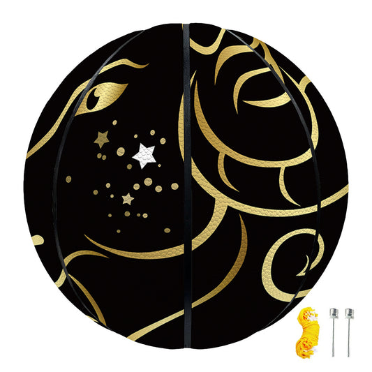 Gold And Black Aries Sign Print Basketball